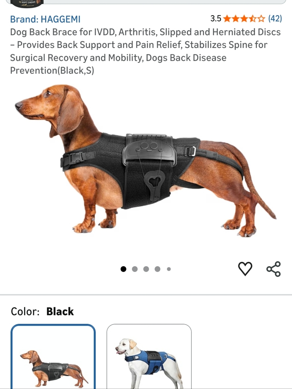 Dog Back Support Harness for Mobility & Surgical Recovery - Black